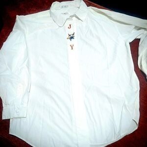 Talbots White Button Down Shirt with Embroidery